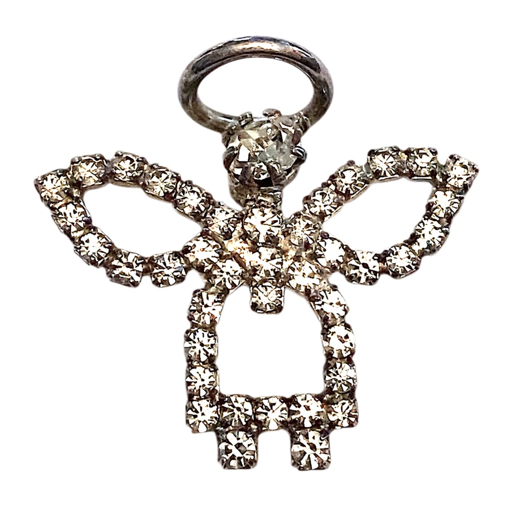 Angel Pin Rhinestone Silver